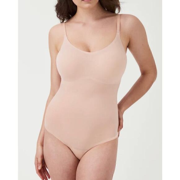 SPANX Tops - Spanx Invisible Cami Thong Bodysuit, Size 3X, Champagne Beige, NWT